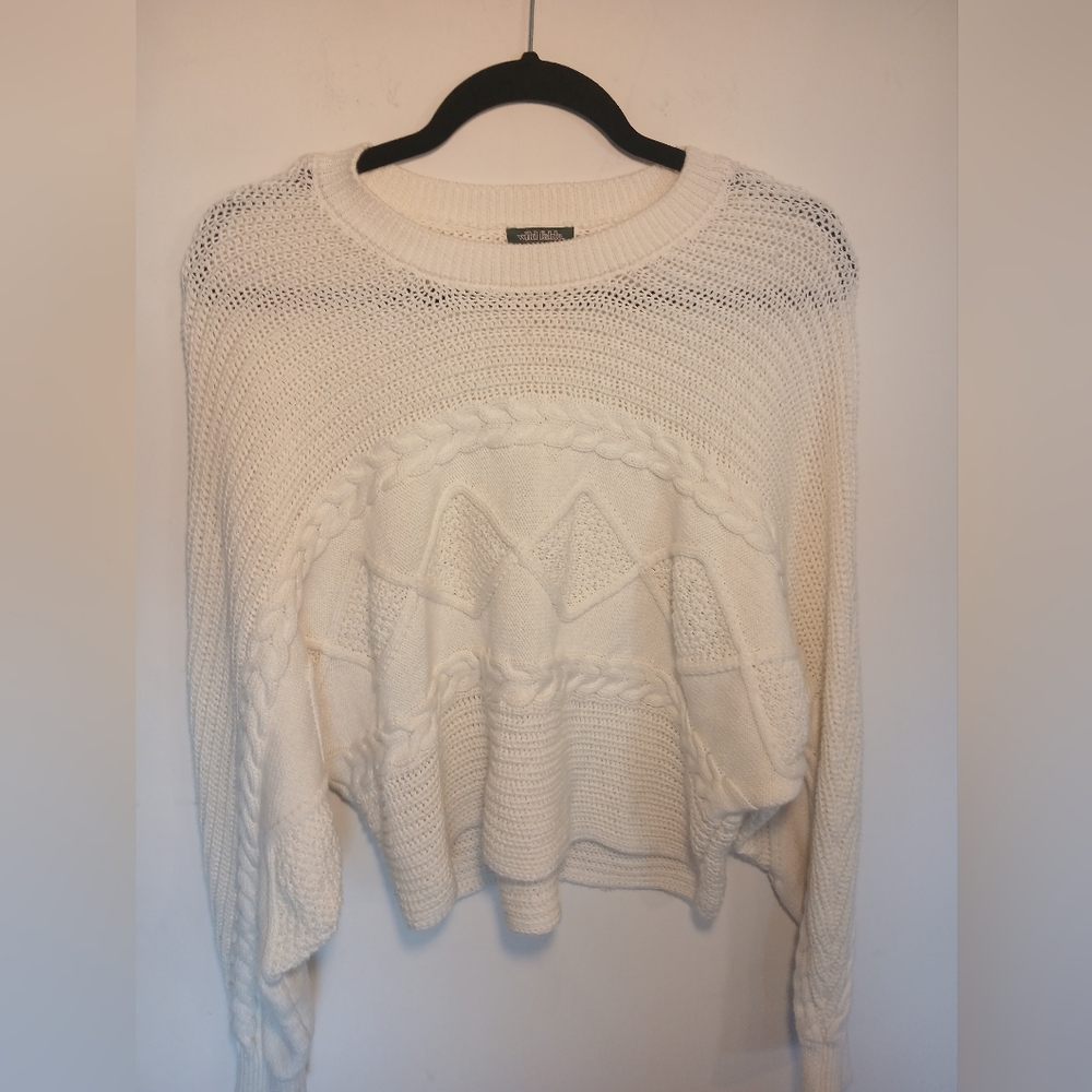 Wild Fable Ivory Cropped Cable Knit Sweater